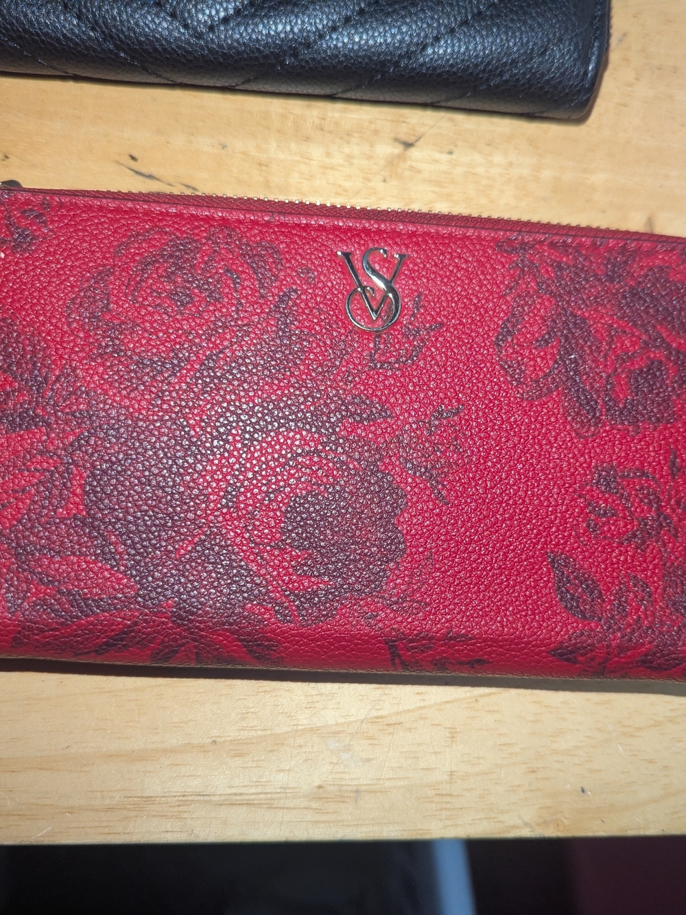 Victoria's Secret Red Rose Print Zip-Around Wallet